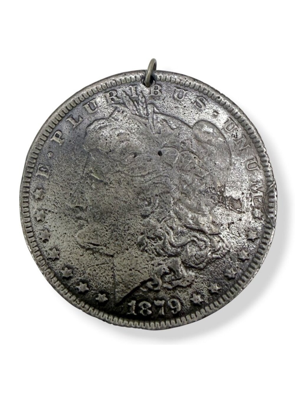 Vintage Coin Style Pendant Silvertone Reproduction Morgan Dollar Medallion Large